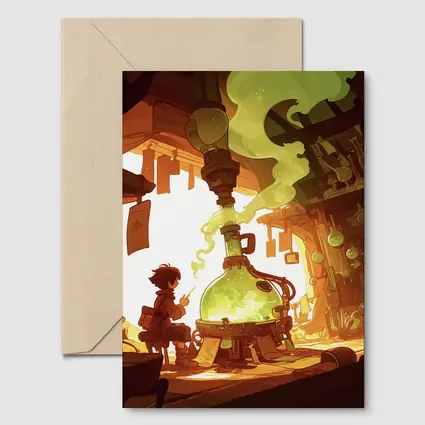 Anime Boy Alchemist Lab Fantasy Scene