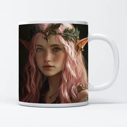 Pink Hair Elf Girl Fantasy Portrait Art