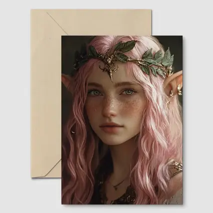 Pink Hair Elf Girl Fantasy Portrait Art