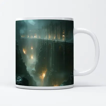 Dark Fantasy Bridge Over Misty Chasm