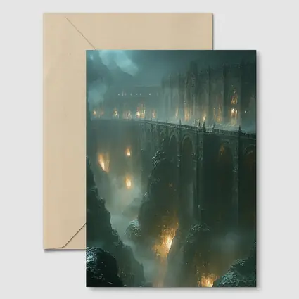 Dark Fantasy Bridge Over Misty Chasm