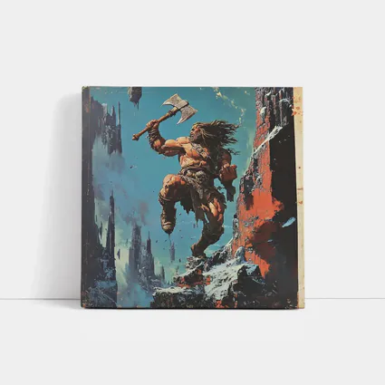 Barbarian Warrior Axe Ruined Fantasy City