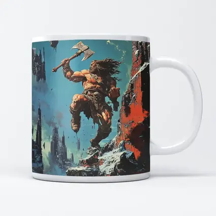 Barbarian Warrior Axe Ruined Fantasy City