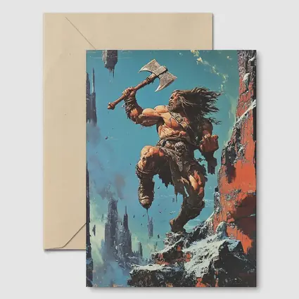 Barbarian Warrior Axe Ruined Fantasy City