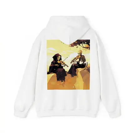 Skeletons Playing Violin Autumn Golden Landscape
