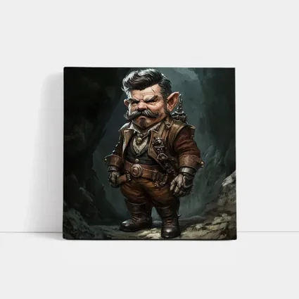 Grumpy Gnome Warrior Steampunk Cave Art
