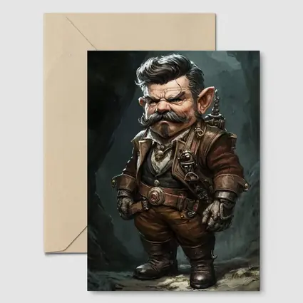 Grumpy Gnome Warrior Steampunk Cave Art