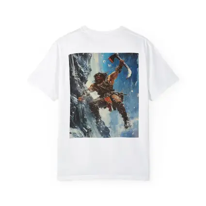 Barbarian Warrior Wielding Axe Icy Cliff