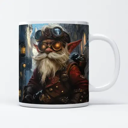 Steampunk Gnome In Dark Fantasy City