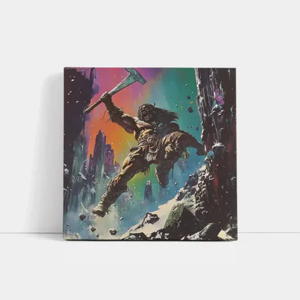 Barbarian Warrior Axe Colorful Fantasy Ruins