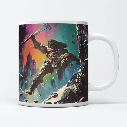 Barbarian Warrior Axe Colorful Fantasy Ruins