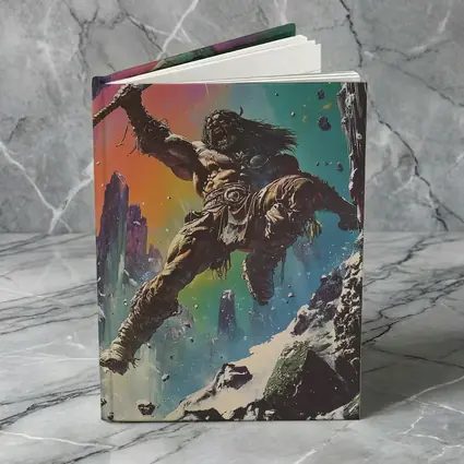 Barbarian Warrior Axe Colorful Fantasy Ruins