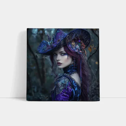 Dark Witch Woman Purple Forest Gothic Art