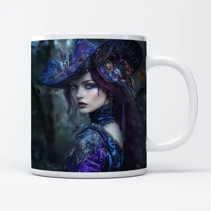 Dark Witch Woman Purple Forest Gothic Art