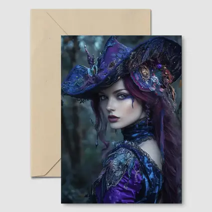 Dark Witch Woman Purple Forest Gothic Art