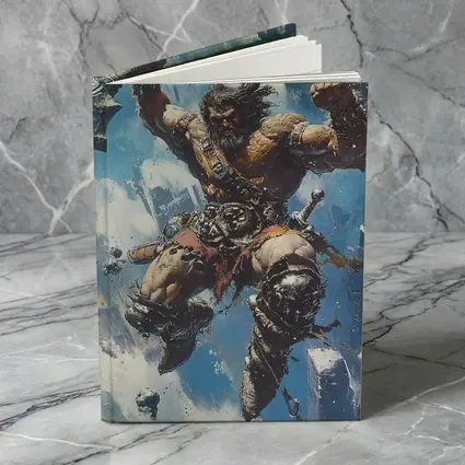 Barbarian Warrior Leaping With Battle Axe