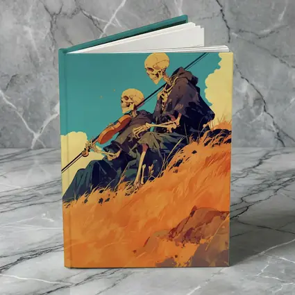 Skeletons Playing Violin on Golden Hill