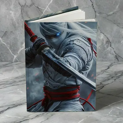 White Ninja Warrior Katana Smoke Background