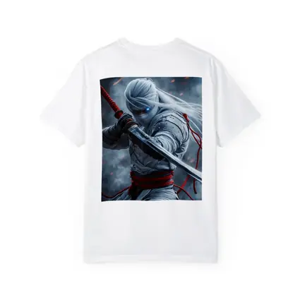 White Ninja Warrior Katana Smoke Background