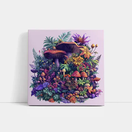 Colorful Mushrooms and Tropical Flowers Fantasy