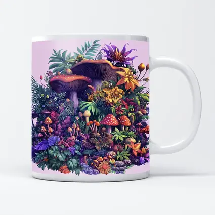 Colorful Mushrooms and Tropical Flowers Fantasy
