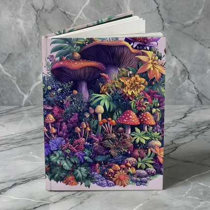 Colorful Mushrooms and Tropical Flowers Fantasy