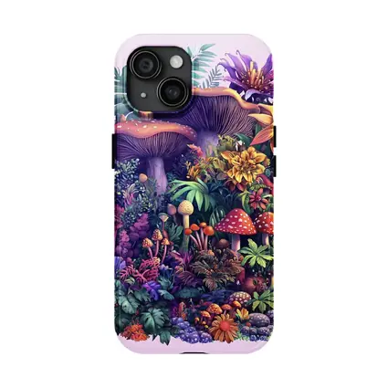 Colorful Mushrooms and Tropical Flowers Fantasy