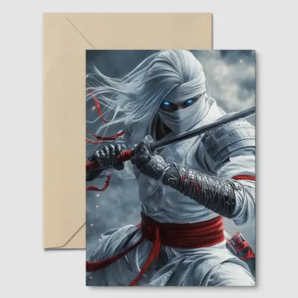 White Ninja Warrior Sword Smoke Battle