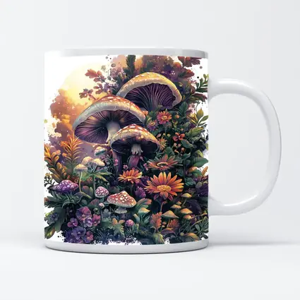 Mushrooms and Wildflowers Botanical Fantasy Art
