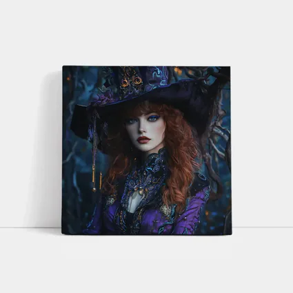 Red Hair Witch Purple Fantasy Dark Forest