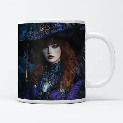 Red Hair Witch Purple Fantasy Dark Forest