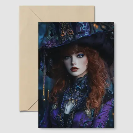 Red Hair Witch Purple Fantasy Dark Forest
