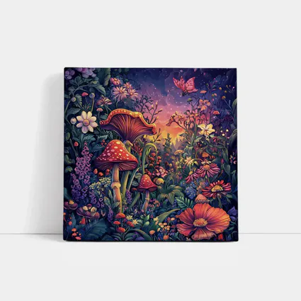 Psychedelic Mushroom Garden Fantasy Night Sky