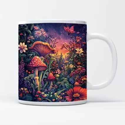Psychedelic Mushroom Garden Fantasy Night Sky