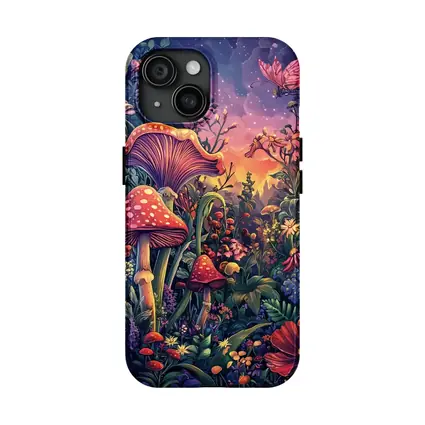 Psychedelic Mushroom Garden Fantasy Night Sky