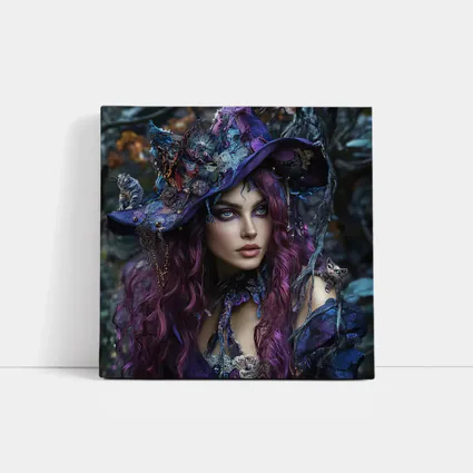 Purple Witch Woman With Cats Dark Fantasy