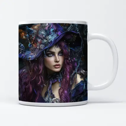Purple Witch Woman With Cats Dark Fantasy