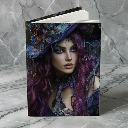 Purple Witch Woman With Cats Dark Fantasy
