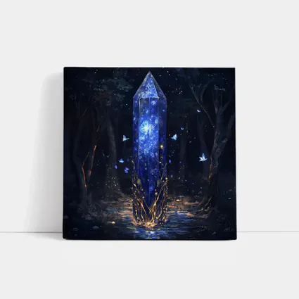 Glowing Crystal Obelisk Dark Fantasy Forest