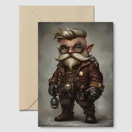 Steampunk Gnome Character Fantasy Art Brown