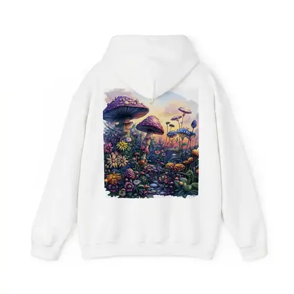 Fantasy Mushrooms and Wildflowers Sunset Garden