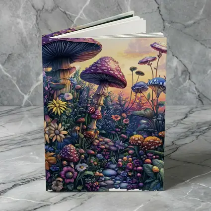 Fantasy Mushrooms and Wildflowers Sunset Garden