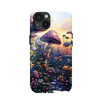 Fantasy Mushrooms and Wildflowers Sunset Garden