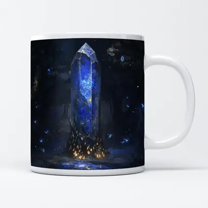 Glowing Blue Crystal Tower Dark Fantasy Forest