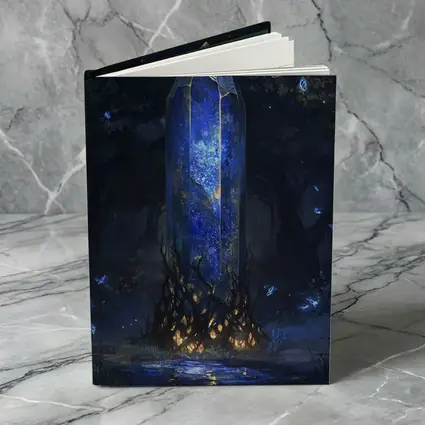 Glowing Blue Crystal Tower Dark Fantasy Forest