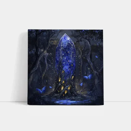 Glowing Crystal Tower Dark Fantasy Forest