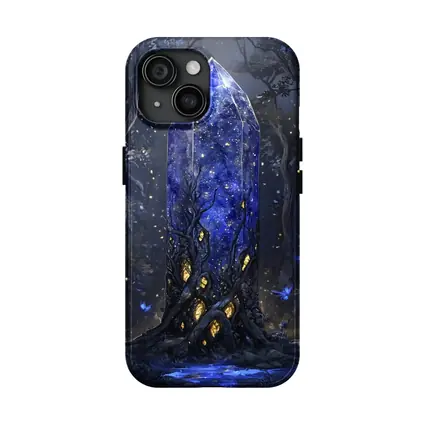 Glowing Crystal Tower Dark Fantasy Forest