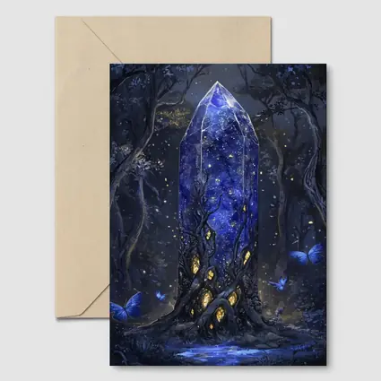 Glowing Crystal Tower Dark Fantasy Forest