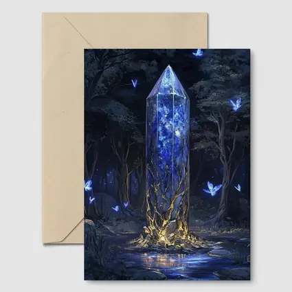 Glowing Crystal Tower Enchanted Dark Forest