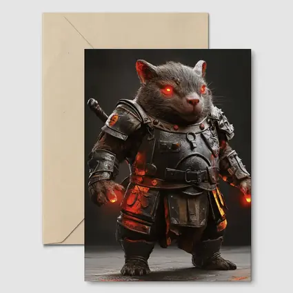 Armored Wombat Warrior Glowing Red Eyes